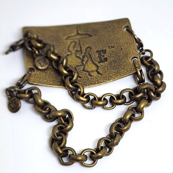 Lenny & Eva Large Brass Religious Proverb Double Chain Unique Signed Bracelet - Picture 8 of 10